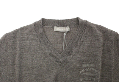 Ermanno Scervino Grauer Pullover mit V-Ausschnitt aus Wollmischung
