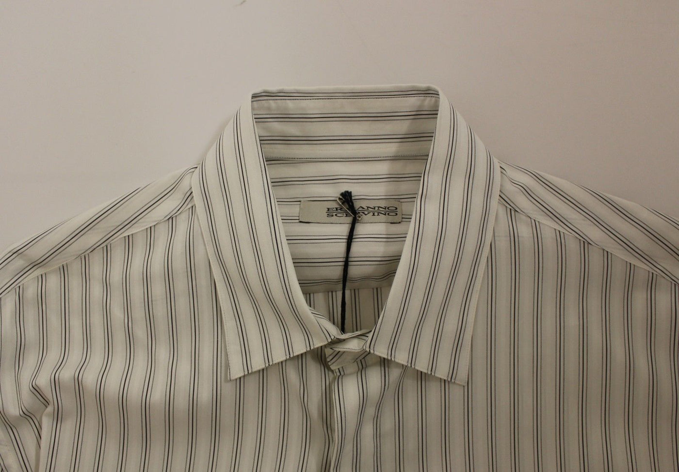 Ermanno Scervino Weiß-schwarz gestreiftes Regular Fit Freizeithemd