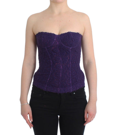 Ermanno Scervino Dessous Lila Korsett Bustier Top Florale Spitze