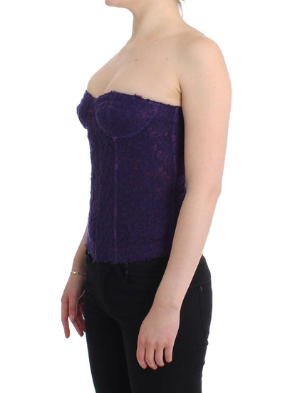 Ermanno Scervino Dessous Lila Korsett Bustier Top Florale Spitze