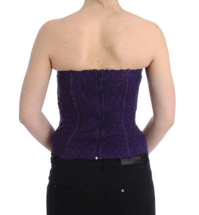 Ermanno Scervino Dessous Lila Korsett Bustier Top Florale Spitze