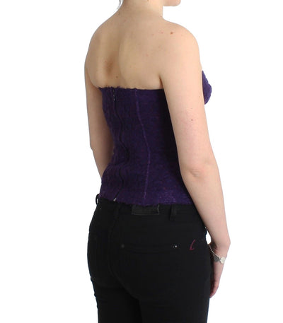 Ermanno Scervino Dessous Lila Korsett Bustier Top Florale Spitze