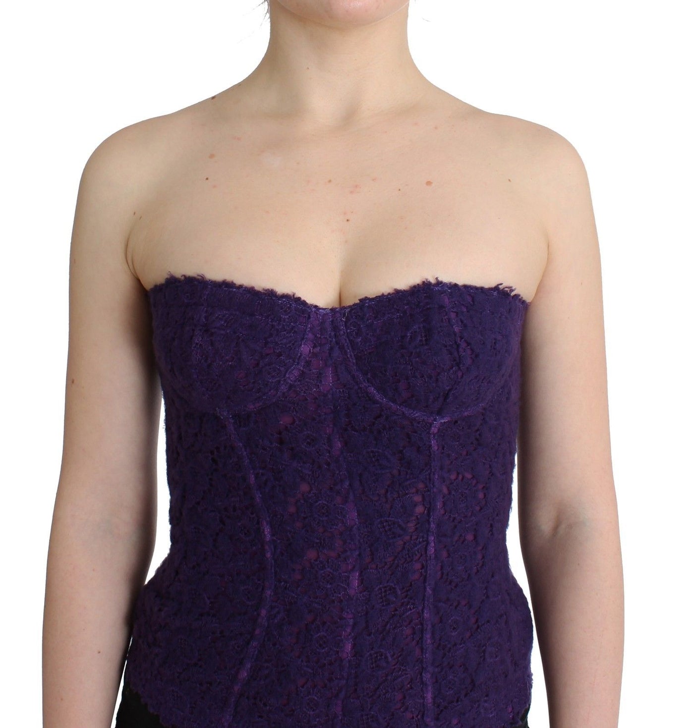 Ermanno Scervino Dessous Lila Korsett Bustier Top Florale Spitze