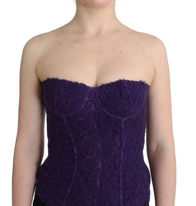 Ermanno Scervino Dessous Lila Korsett Bustier Top Florale Spitze