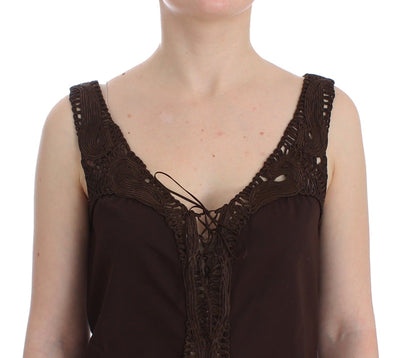 Ermanno Scervino Beachwear Braunes Stretch-Tunikakleid aus Baumwolle