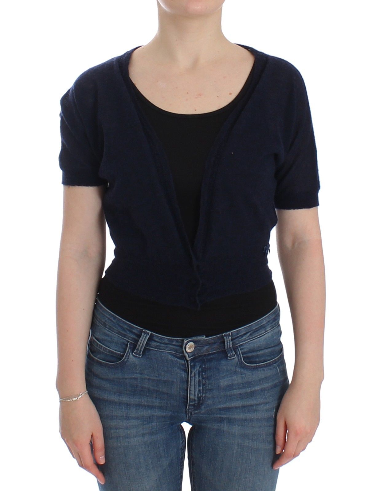 Ermanno Scervino Blauer Wollpullover Cardigan stricken