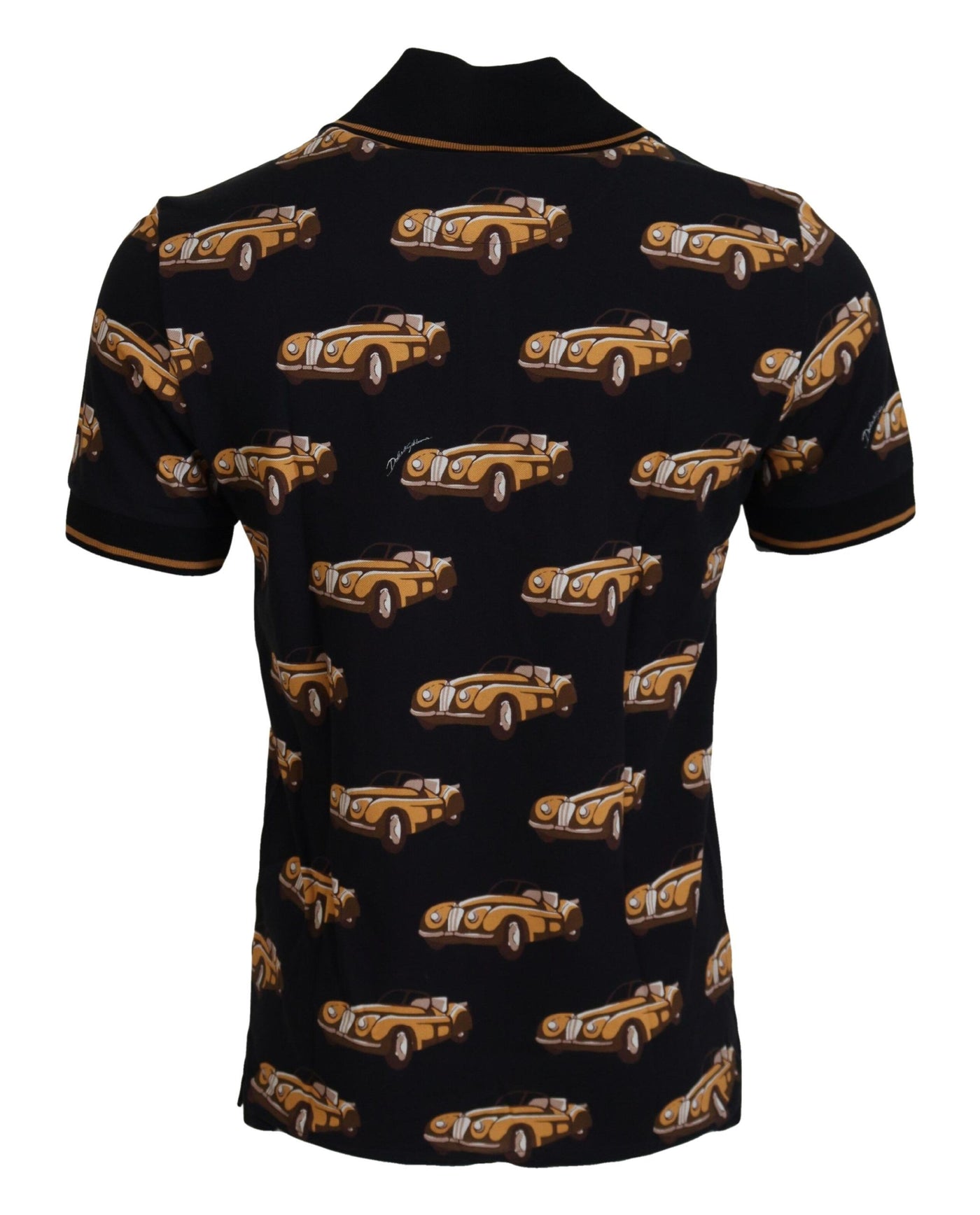 Dolce & Gabbana Schwarzes Kurzarm-Polo-T-Shirt mit Autodruck