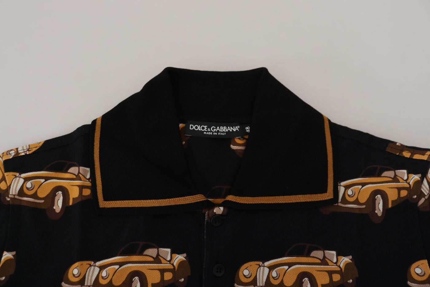 Dolce & Gabbana Schwarzes Kurzarm-Polo-T-Shirt mit Autodruck