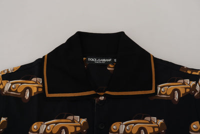 Dolce & Gabbana Schwarzes Kurzarm-Polo-T-Shirt mit Autodruck