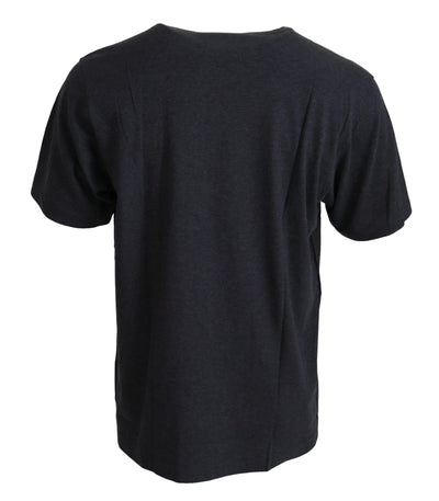 Dolce & Gabbana Graues Kurzarm-T-Shirt mit Rundhalsausschnitt aus Baumwolle