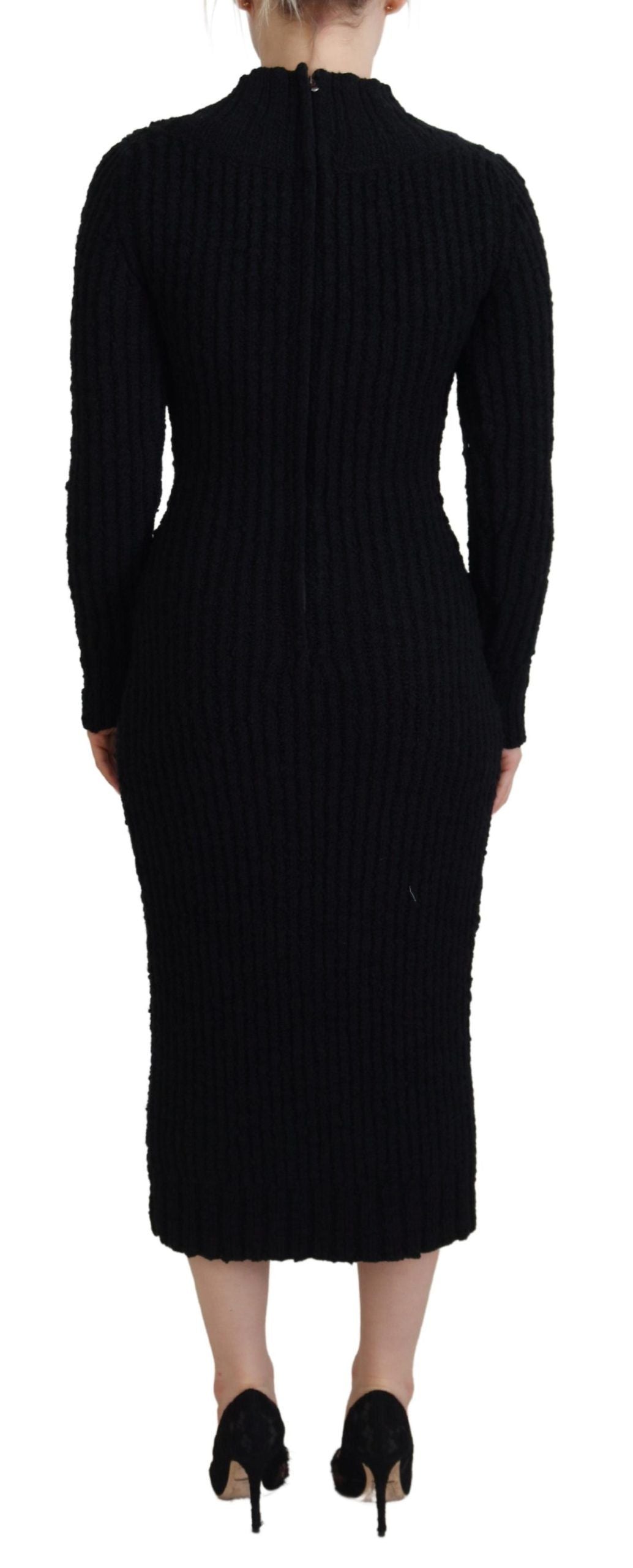 Dolce & Gabbana Schwarzes Strickpulloverkleid aus Wolle
