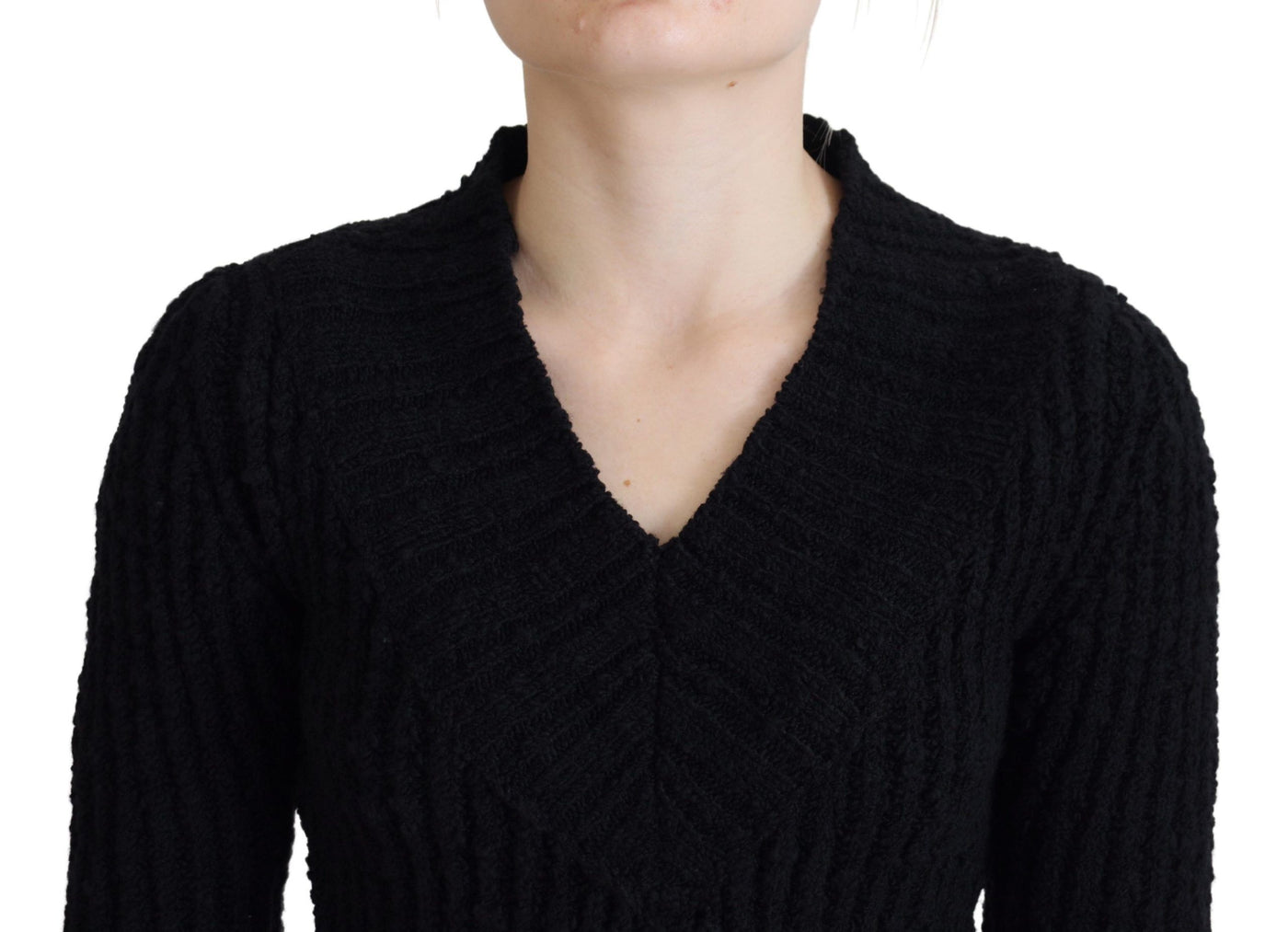 Dolce & Gabbana Schwarzes Strickpulloverkleid aus Wolle