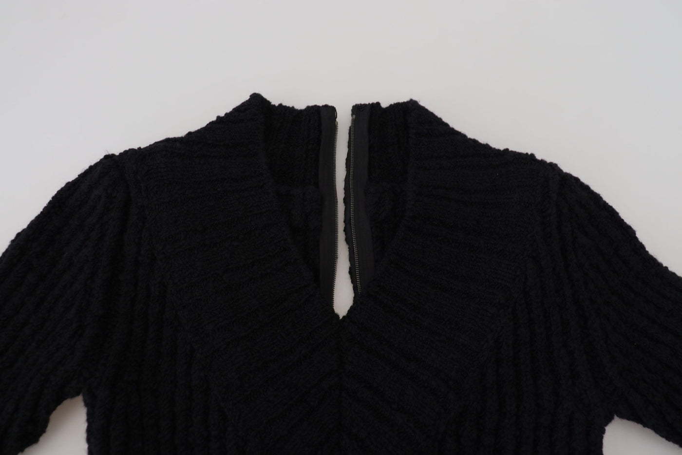 Dolce & Gabbana Schwarzes Strickpulloverkleid aus Wolle
