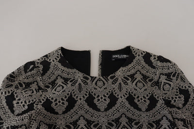 Dolce & Gabbana Schwarz-graues Jacquard-Bodycon-Kleid