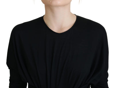 Dolce & Gabbana Schwarzes Etuikleid Midikleid Wolle Wrap Dress