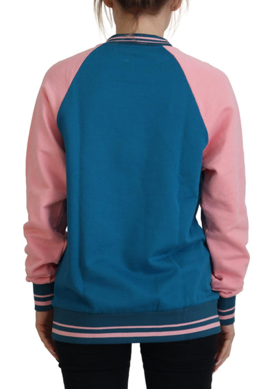Dolce & Gabbana Blau Rosa Königin Pailletten Kristall Pullover