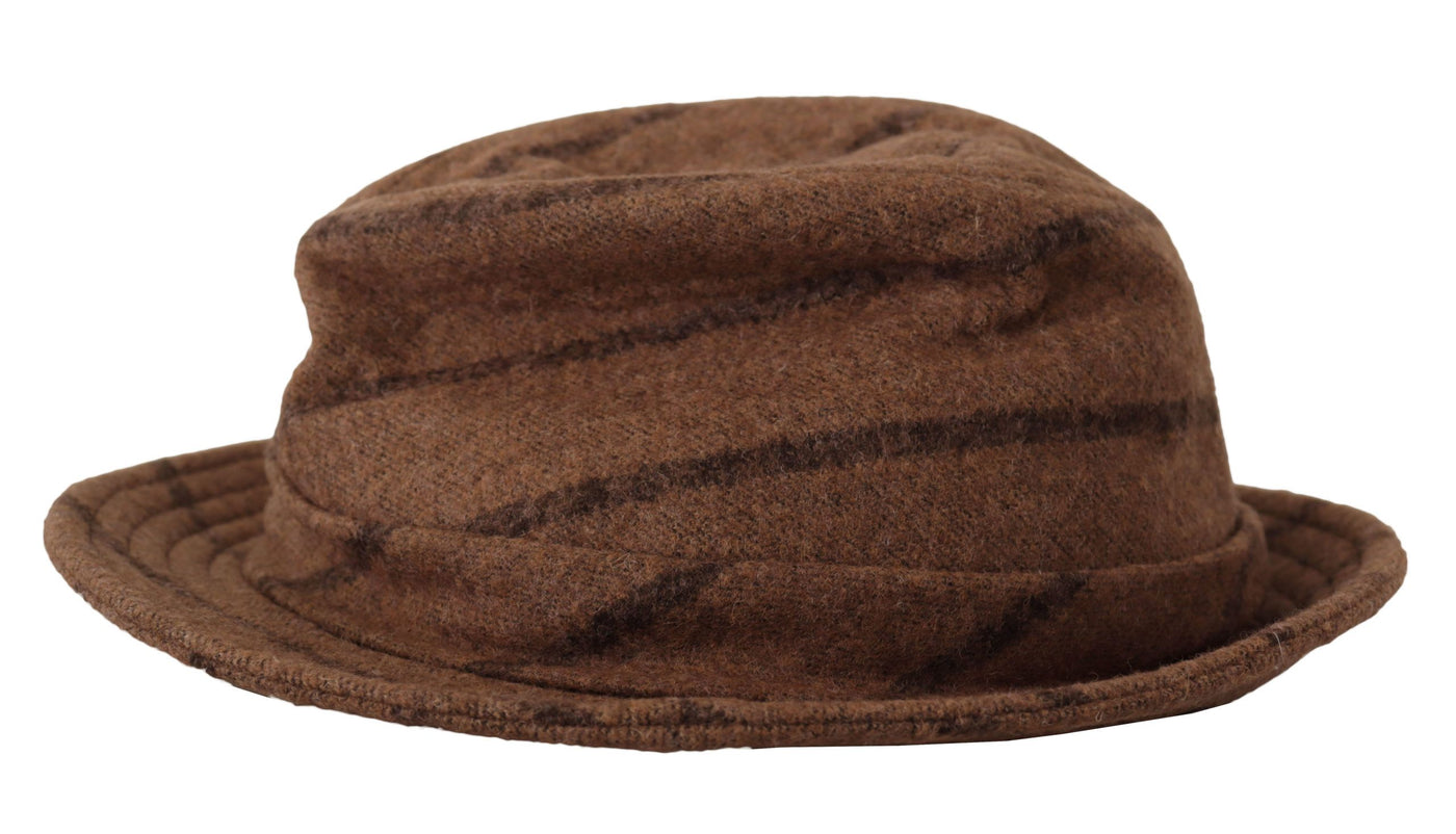 Dolce & Gabbana Brauner Fedora Gestreifter Druck Sommerhut