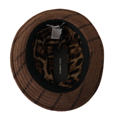 Dolce & Gabbana Brauner Fedora Gestreifter Druck Sommerhut