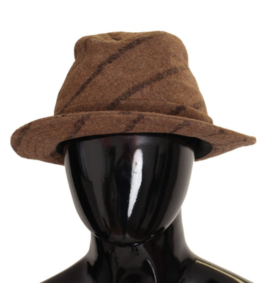 Dolce & Gabbana Brauner Fedora Gestreifter Druck Sommerhut