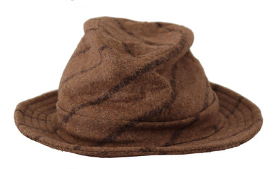 Dolce & Gabbana Brauner Fedora Gestreifter Druck Sommerhut