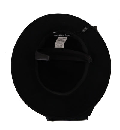 Dolce & Gabbana Schwarzer Lapil Kristall Herz Feder Brosche Fedora Hut