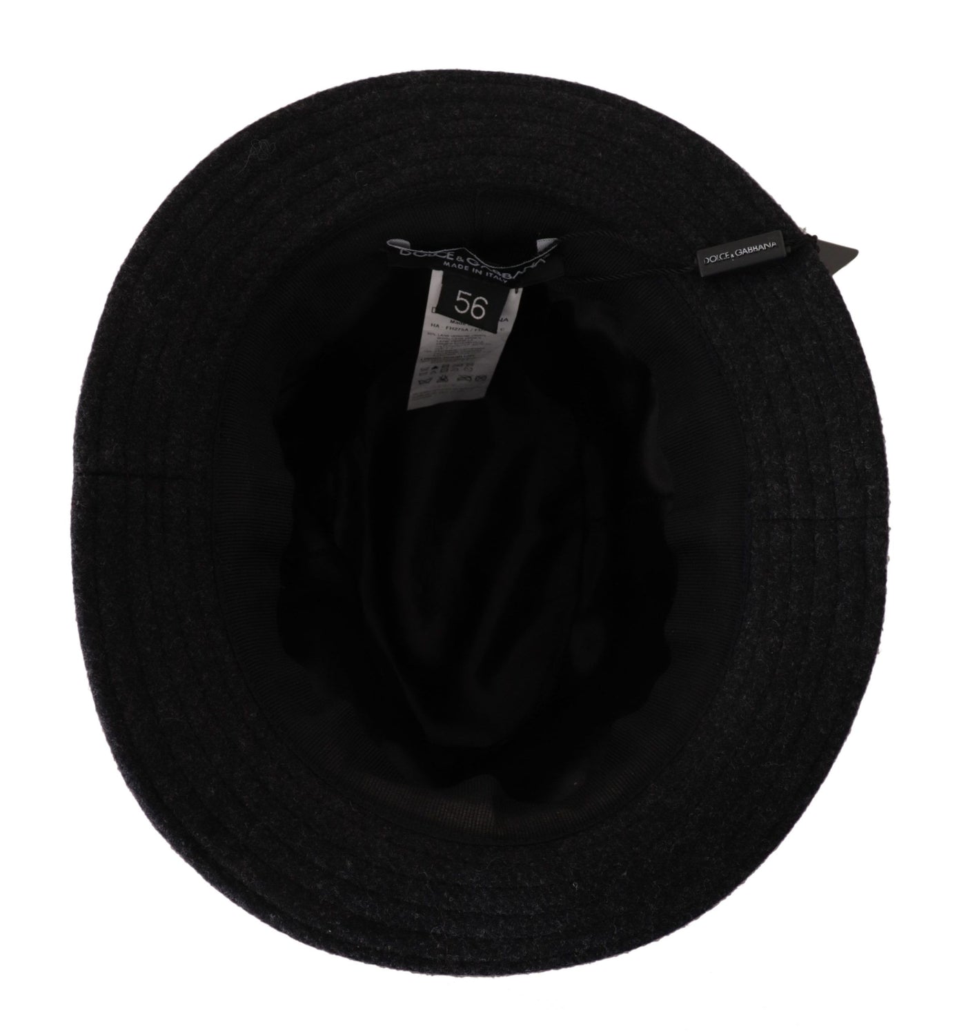 Dolce & Gabbana Grauer Schurwolle Logo Fedora Trilby Cappello Hut