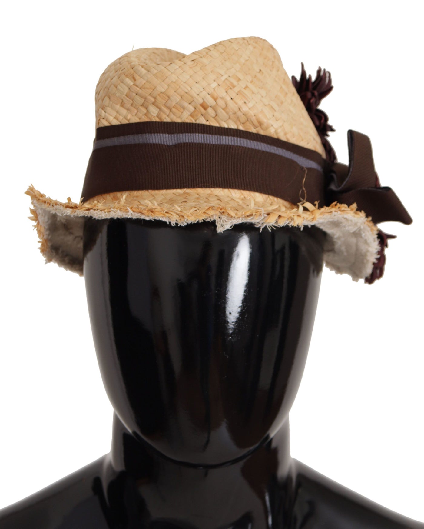 Dolce & Gabbana Strohhut mit gelber Schleife und Blumenverzierung