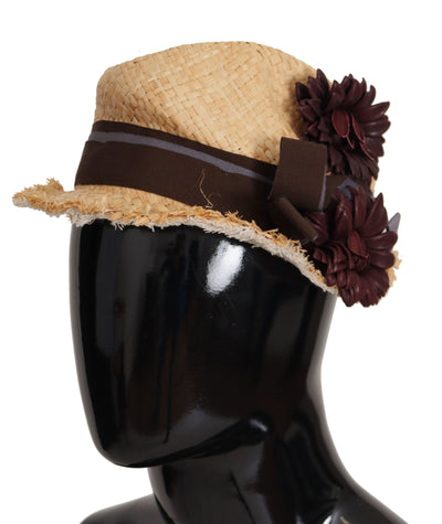Dolce & Gabbana Strohhut mit gelber Schleife und Blumenverzierung