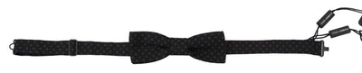 Dolce & Gabbana Schwarz gemusterte Seiden-Papillon-Fliege mit verstellbarem Hals