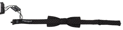 Dolce & Gabbana Schwarz gemusterte Seiden-Papillon-Fliege mit verstellbarem Hals