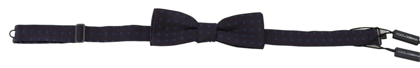 Dolce & Gabbana Blau gemusterte Seiden-Papillon-Fliege mit verstellbarem Hals