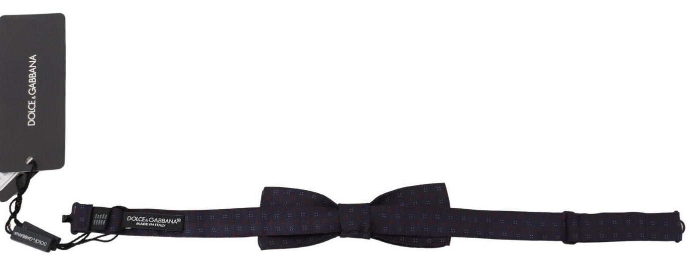 Dolce & Gabbana Blau gemusterte Seiden-Papillon-Fliege mit verstellbarem Hals