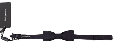 Dolce & Gabbana Blau gemusterte Seiden-Papillon-Fliege mit verstellbarem Hals