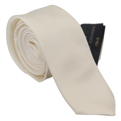 Daniele Alessandrini Off White Silk Herren Krawatte Verstellbares Accessoire Krawatte