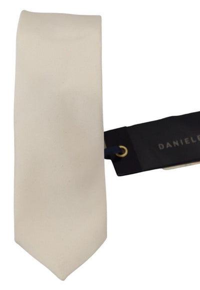 Daniele Alessandrini Off White Silk Herren Krawatte Verstellbares Accessoire Krawatte