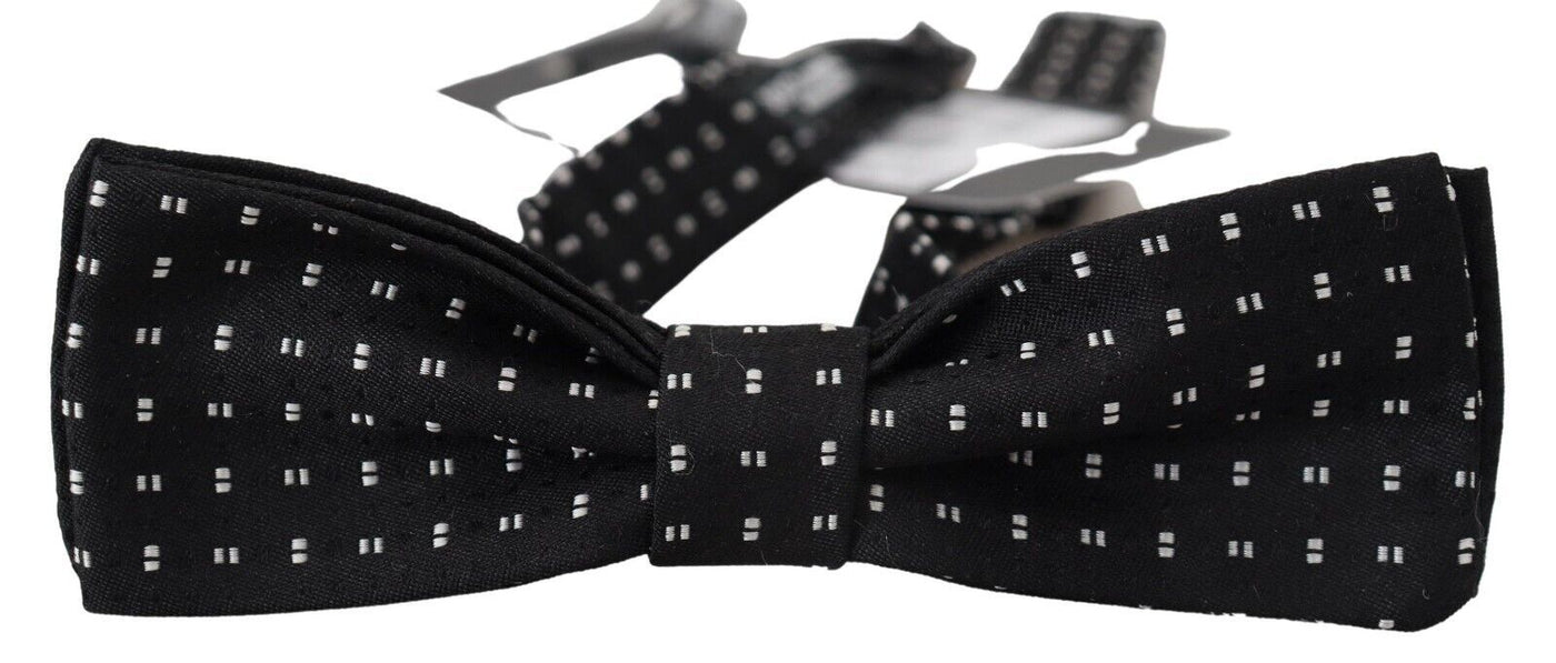 Dolce & Gabbana Schwarz Seide Gemustert Hals Papillon Accessoire Fliege