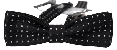 Dolce & Gabbana Schwarz Seide Gemustert Hals Papillon Accessoire Fliege