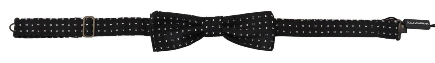 Dolce & Gabbana Schwarz Seide Gemustert Hals Papillon Accessoire Fliege