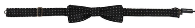 Dolce & Gabbana Schwarz Seide Gemustert Hals Papillon Accessoire Fliege