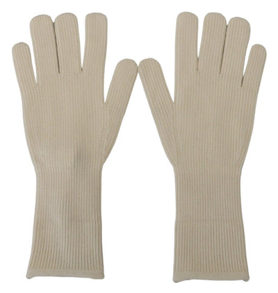 Dolce & Gabbana Weiße Kaschmir Strickhandschuhe Mitten Herrenhandschuhe