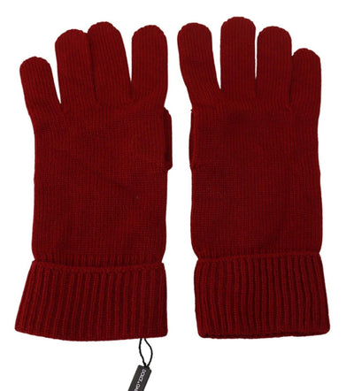 Dolce & Gabbana Rote 100% Kaschmir Strickhandschuhe Mitten Herrenhandschuhe