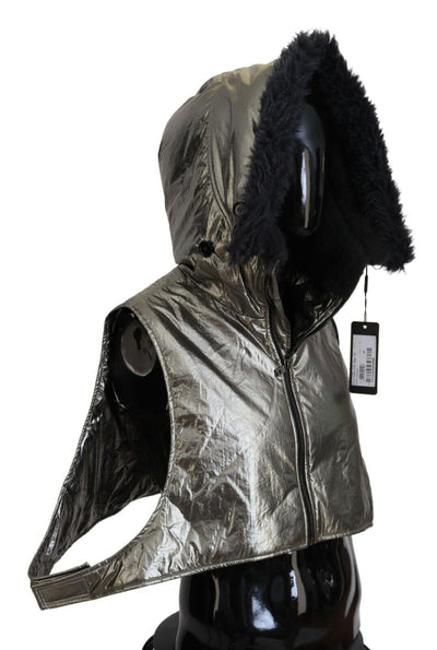Dolce & Gabbana Silberner Pelz Ganzer Kopf Wrap Männer Capello Nylon Hut