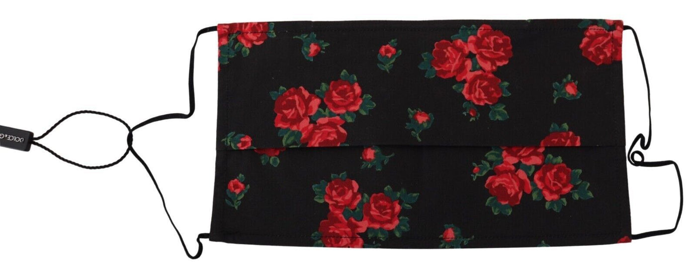Dolce & Gabbana Schwarz Floral plissiert elastische Ohrbügel One Size Gesichtsmaske