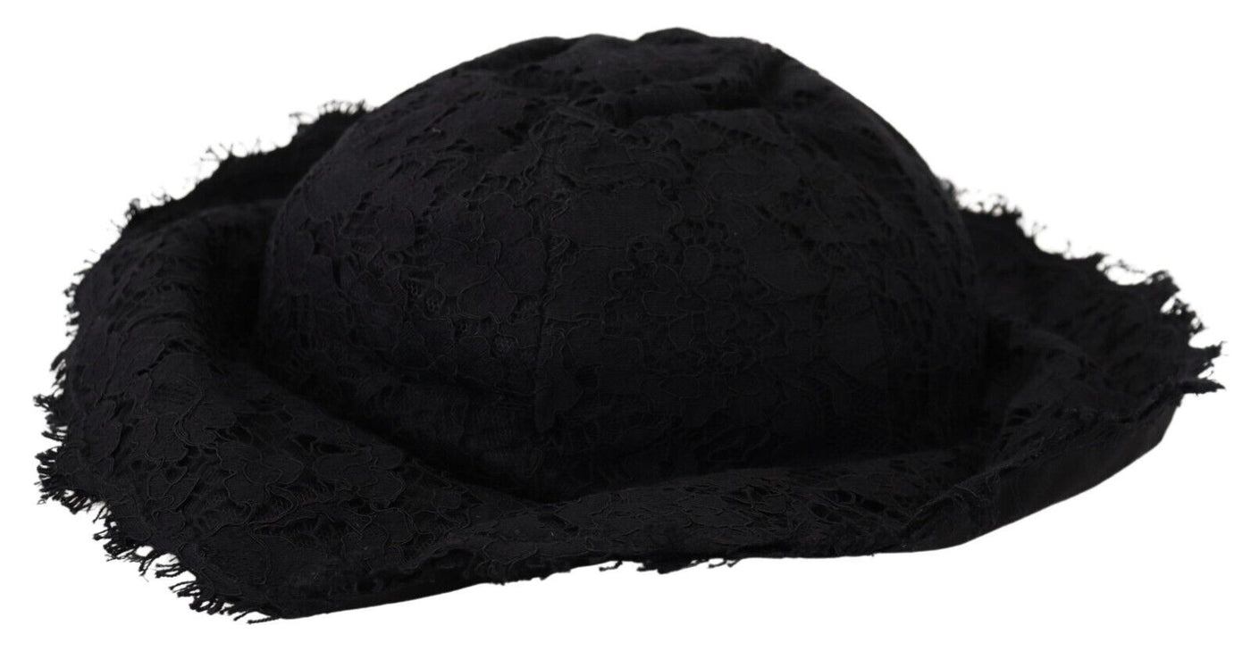 Dolce & Gabbana Schwarzer Hut mit breiter Krempe aus Baumwolle