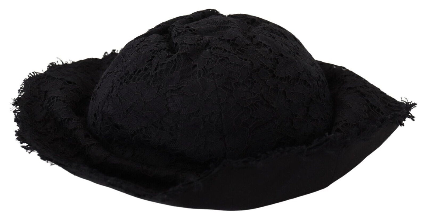 Dolce & Gabbana Schwarzer Hut mit breiter Krempe aus Baumwolle