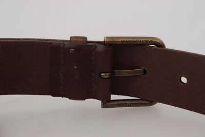 Dolce & Gabbana Brauner Ledergürtel mit goldener Metallschnalle und Karabiner