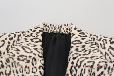 Dolce & Gabbana Weißer Leopard einreihiger Mantel Blazer