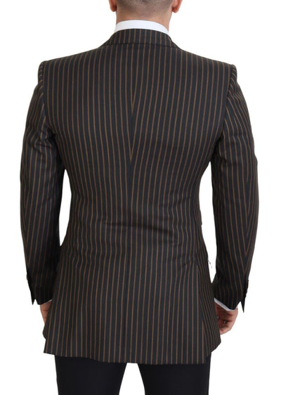 Dolce & Gabbana Schwarzbraun gestreifter einreihiger Blazer