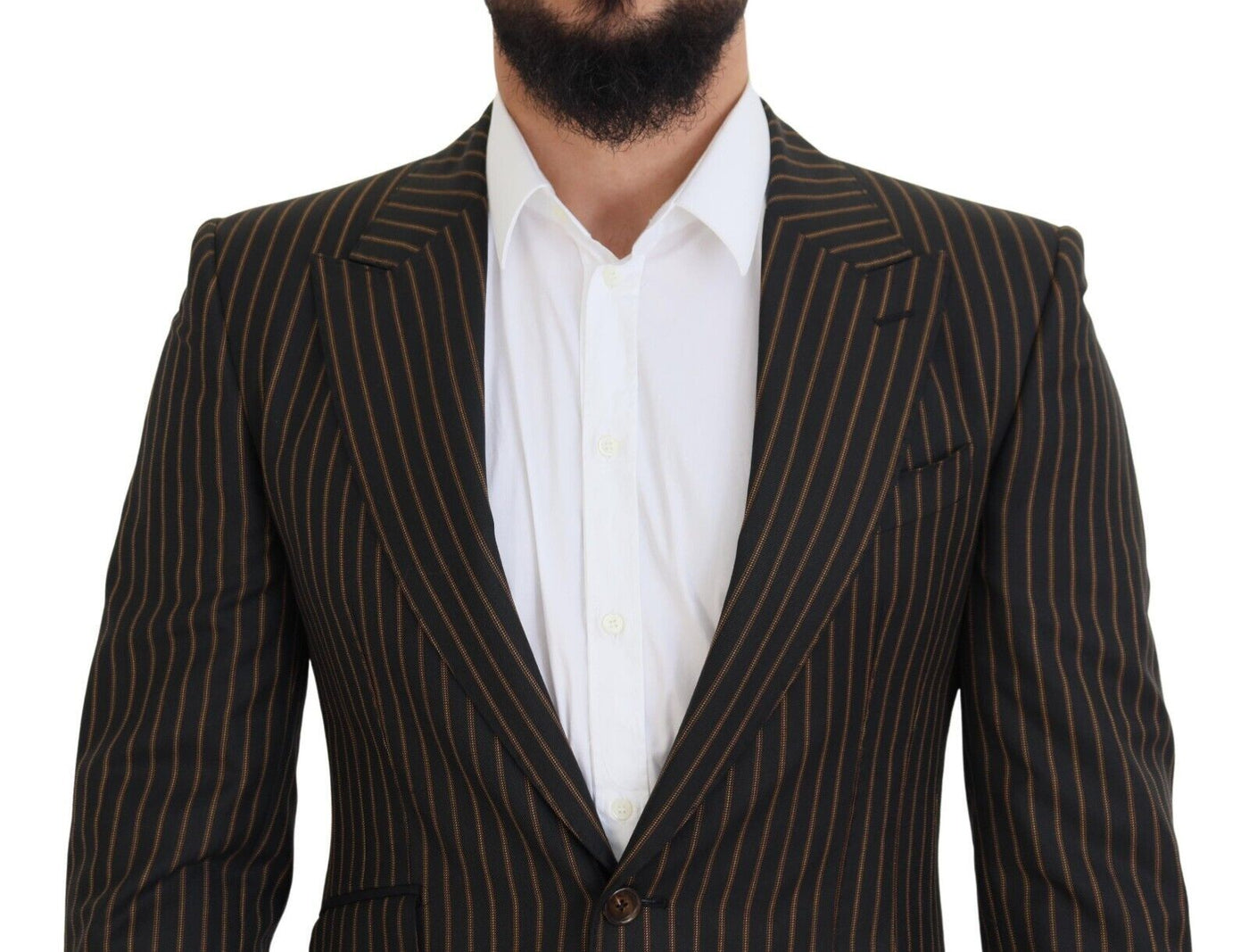 Dolce & Gabbana Schwarzbraun gestreifter einreihiger Blazer
