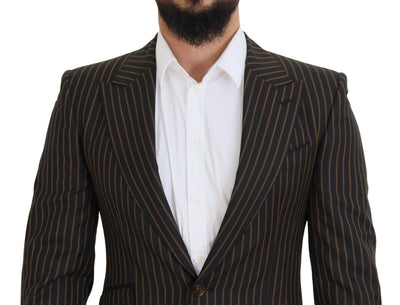 Dolce & Gabbana Schwarzbraun gestreifter einreihiger Blazer